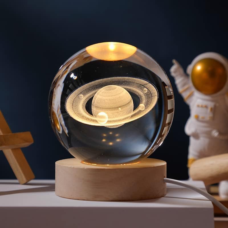 3D Saturn Crystal Ball Lamp – Mesmerizing Galaxy Light for Home & Office Décor
