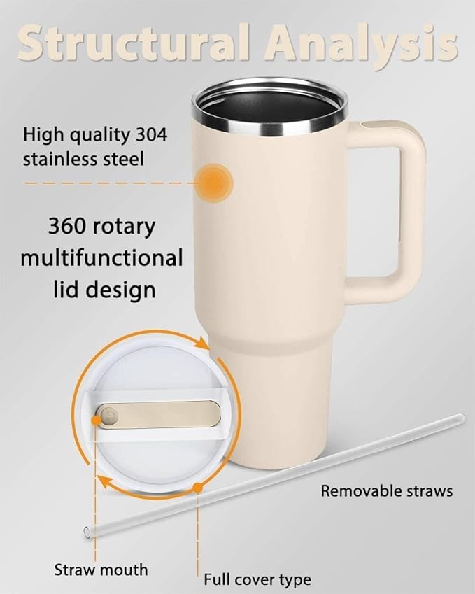 Premium Insulated Stainless Steel Tumbler – 360° Lid & Straw