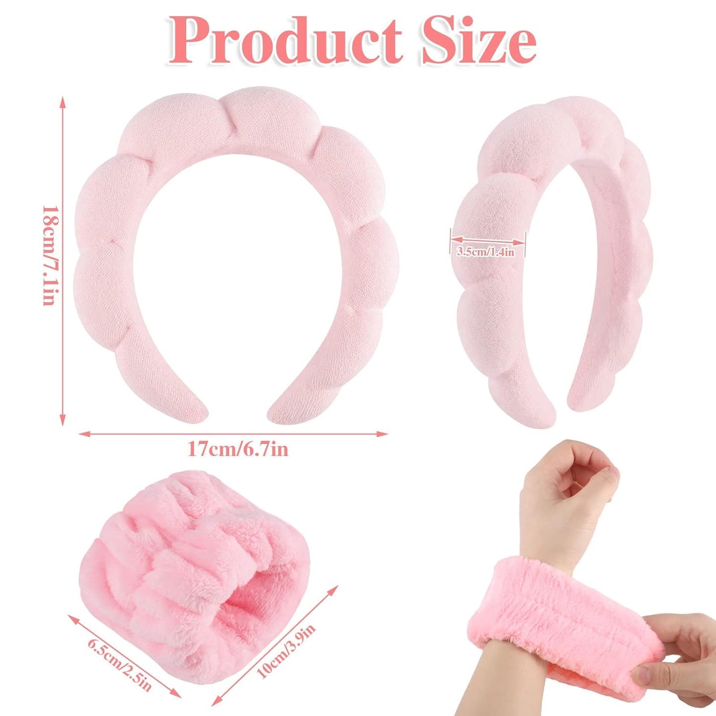Plush Elastic Headband & Wristband Set – Soft, Absorbent & Comfortable for Skincare & Makeup