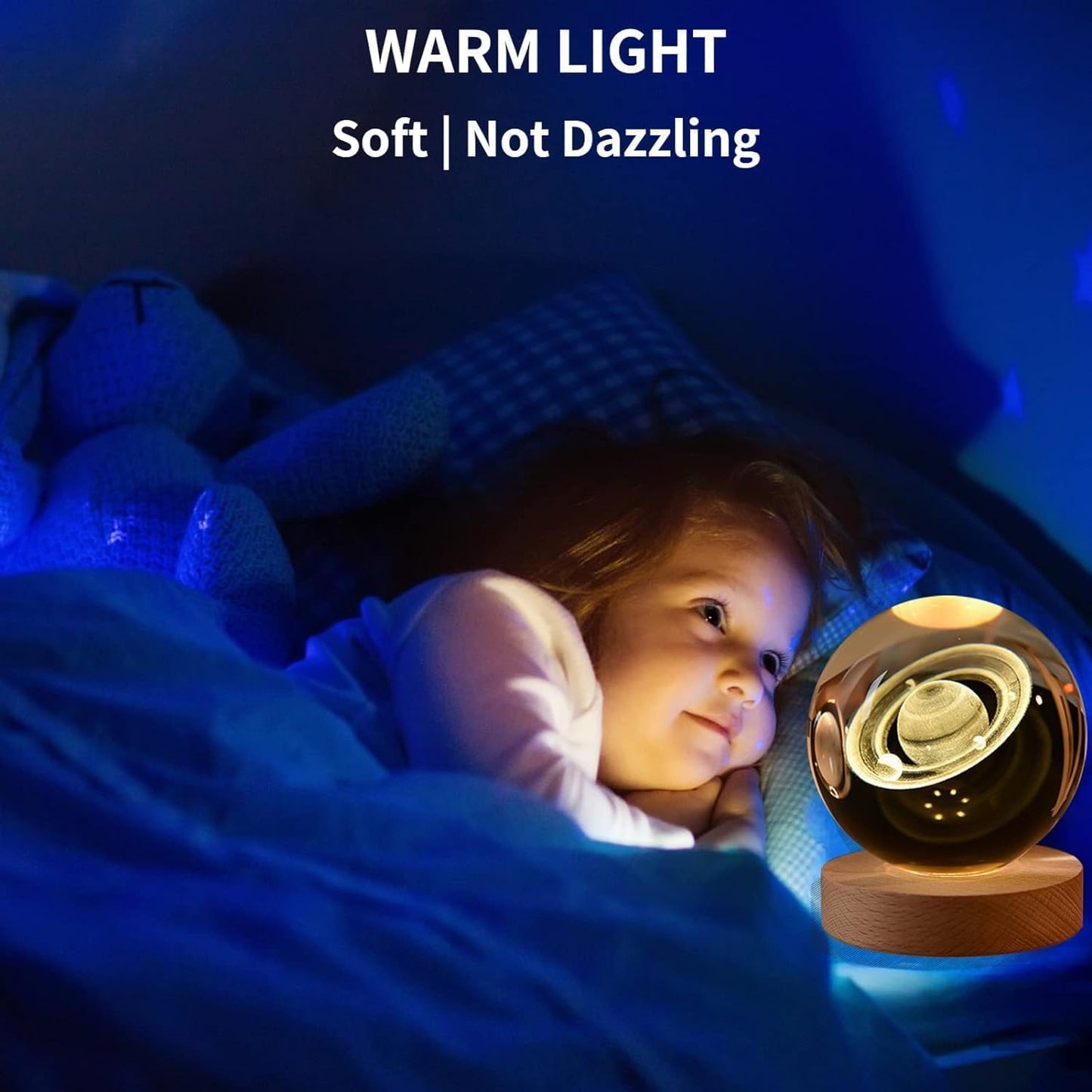 3D Saturn Crystal Ball Lamp – Mesmerizing Galaxy Light for Home & Office Décor