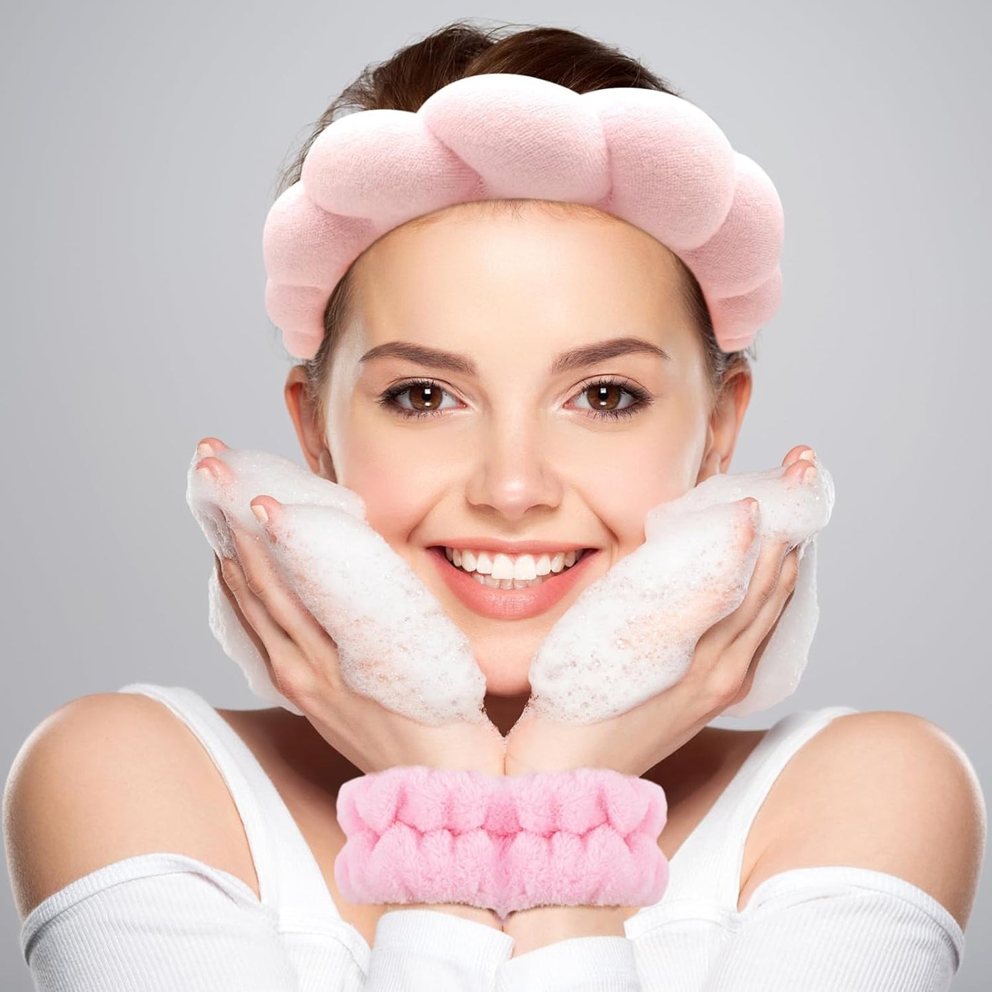 Plush Elastic Headband & Wristband Set – Soft, Absorbent & Comfortable for Skincare & Makeup