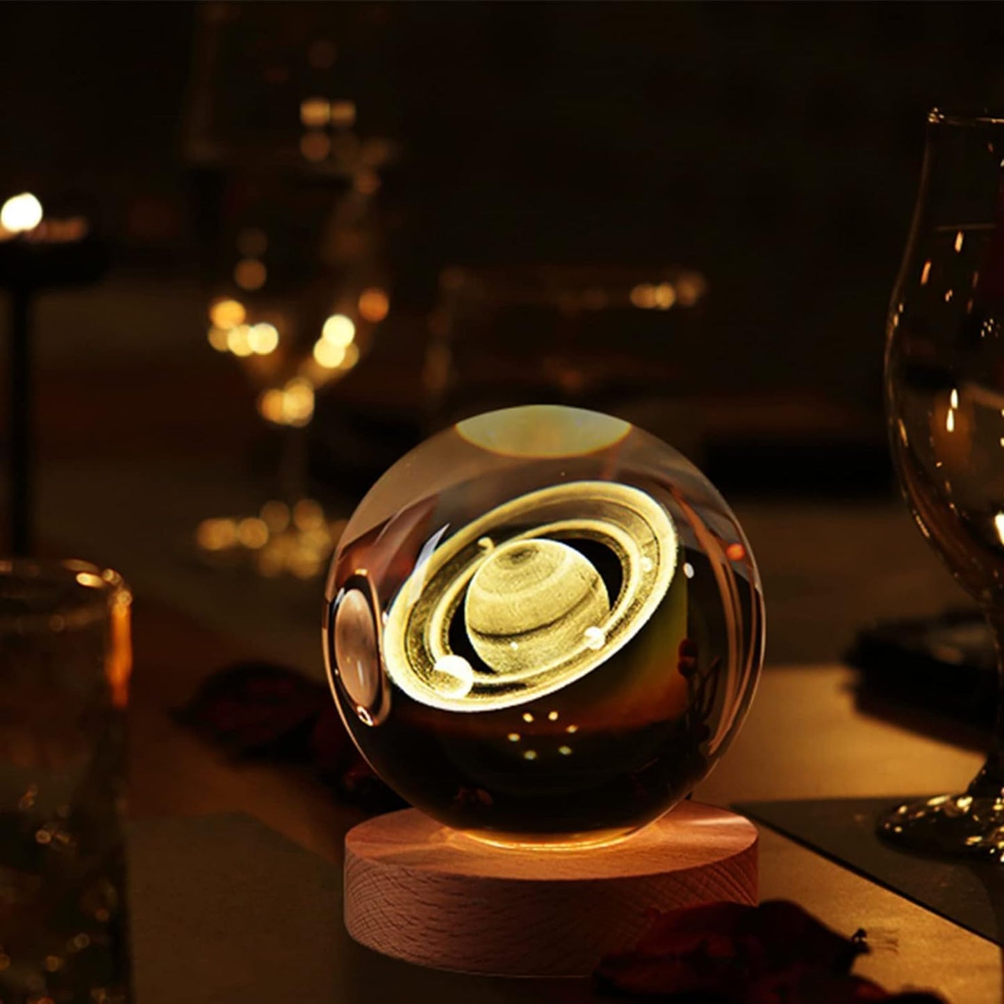 3D Saturn Crystal Ball Lamp – Mesmerizing Galaxy Light for Home & Office Décor