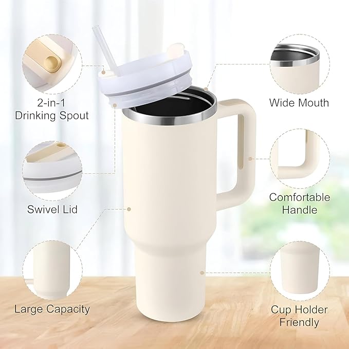 Premium Insulated Stainless Steel Tumbler – 360° Lid & Straw