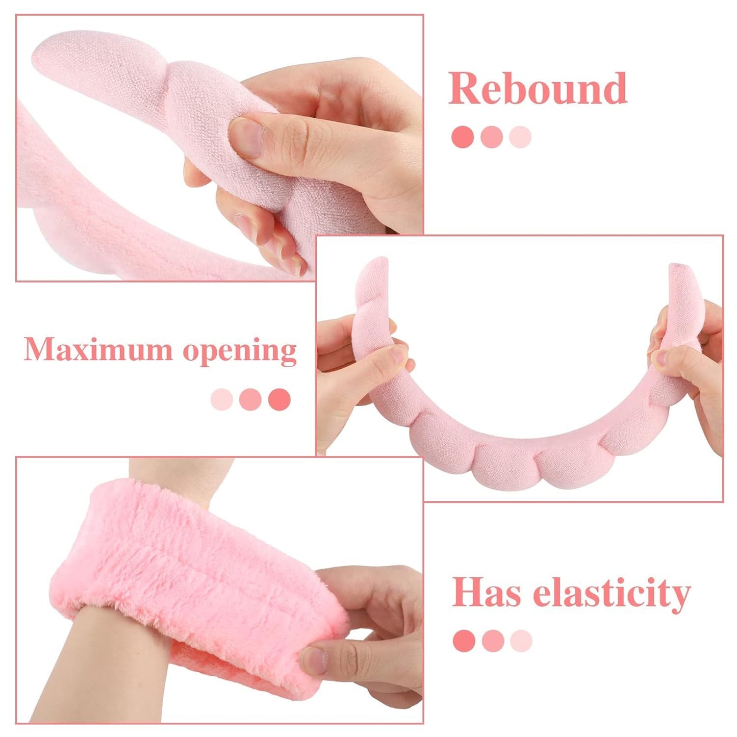 Plush Elastic Headband & Wristband Set – Soft, Absorbent & Comfortable for Skincare & Makeup