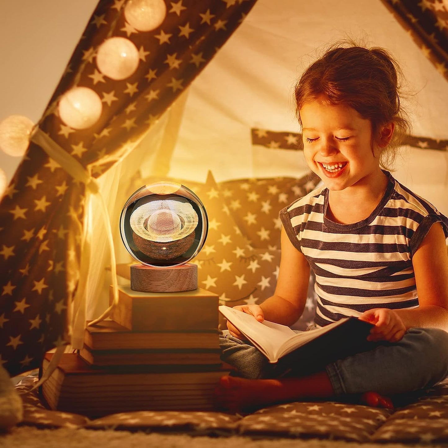 3D Saturn Crystal Ball Lamp – Mesmerizing Galaxy Light for Home & Office Décor