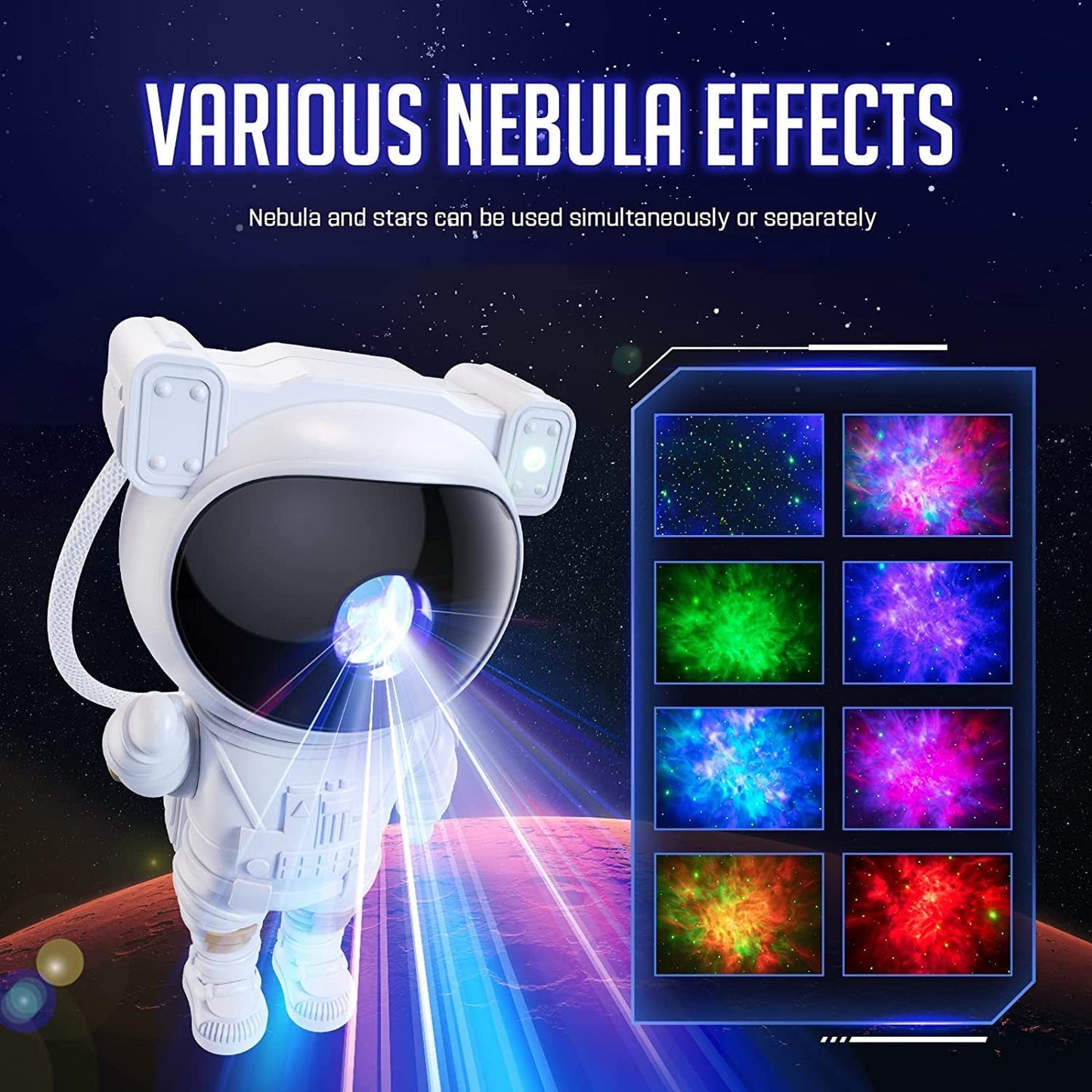 Astronaut Galaxy Star Projector – Nebula Light with Adjustable Brightness & Remote Control