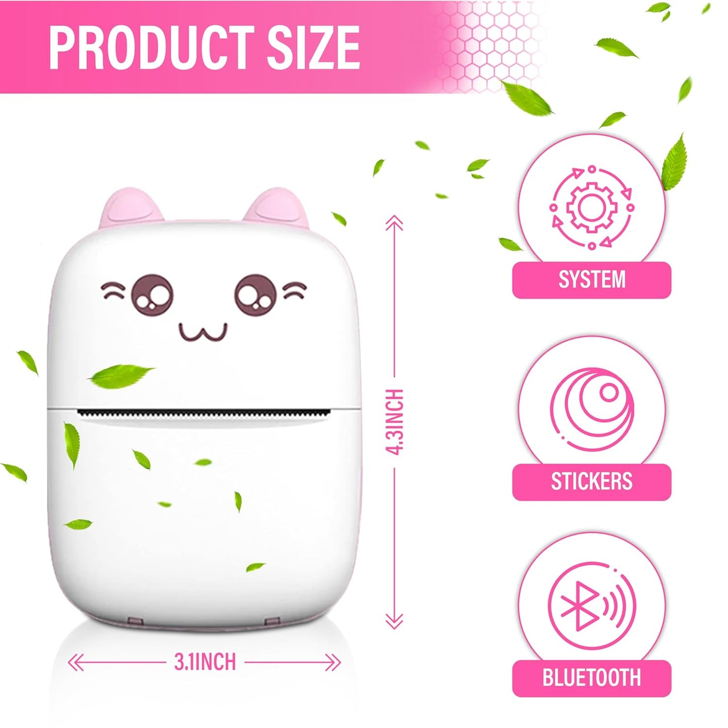 Mini Bluetooth Thermal Printer – Wireless Inkless Portable Pocket Printer for iOS & Android – Cute Design, USB Rechargeable, Ideal for Notes, Labels, Photos & Scrapbooking