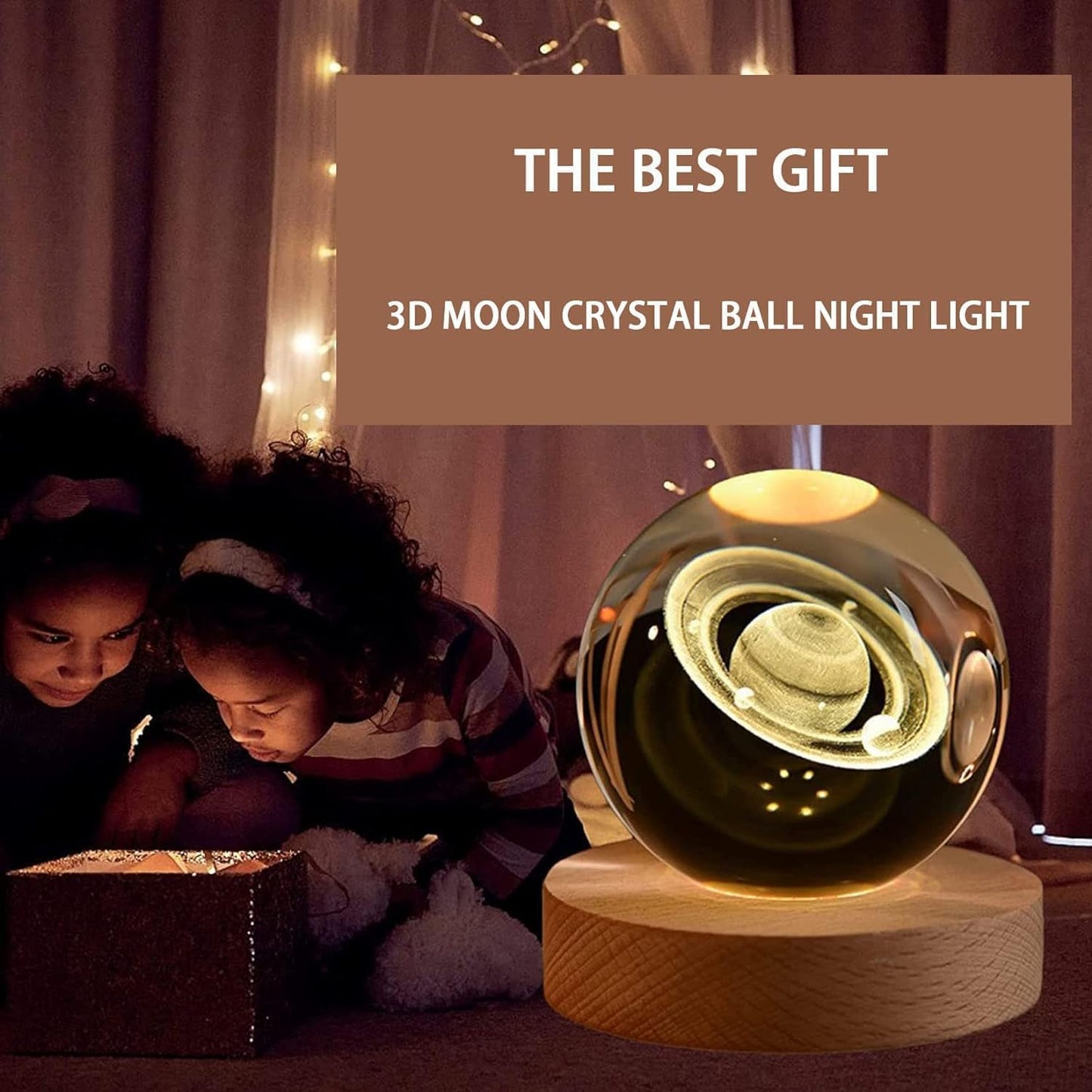 3D Saturn Crystal Ball Lamp – Mesmerizing Galaxy Light for Home & Office Décor