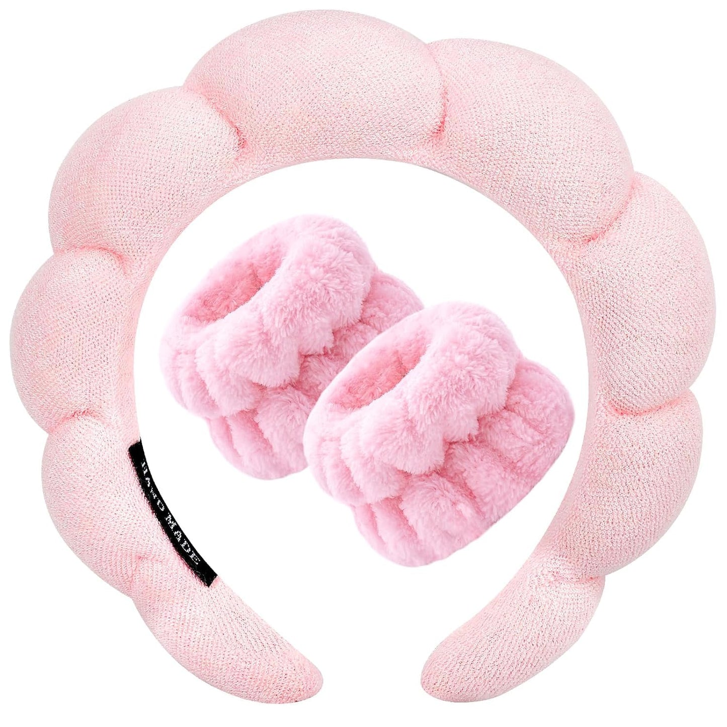 Plush Elastic Headband & Wristband Set – Soft, Absorbent & Comfortable for Skincare & Makeup