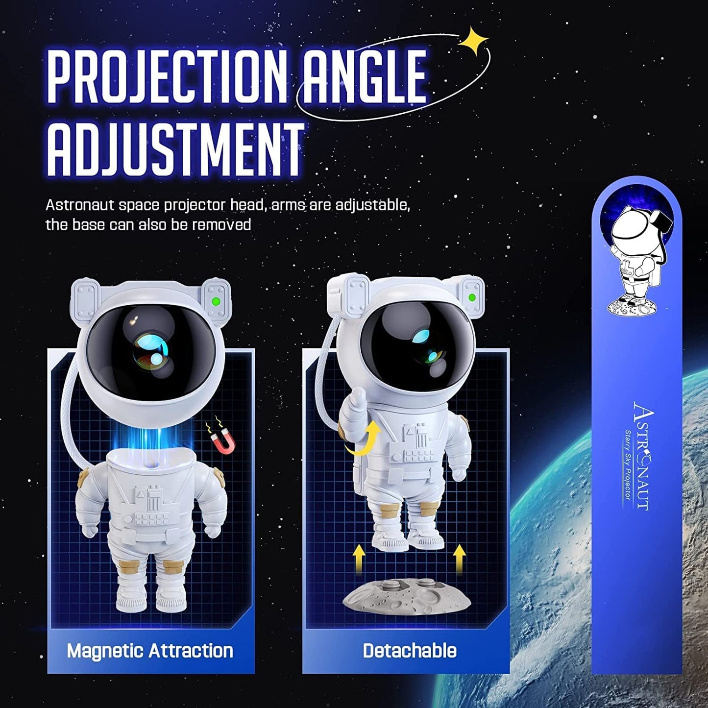 Astronaut Galaxy Star Projector – Nebula Light with Adjustable Brightness & Remote Control