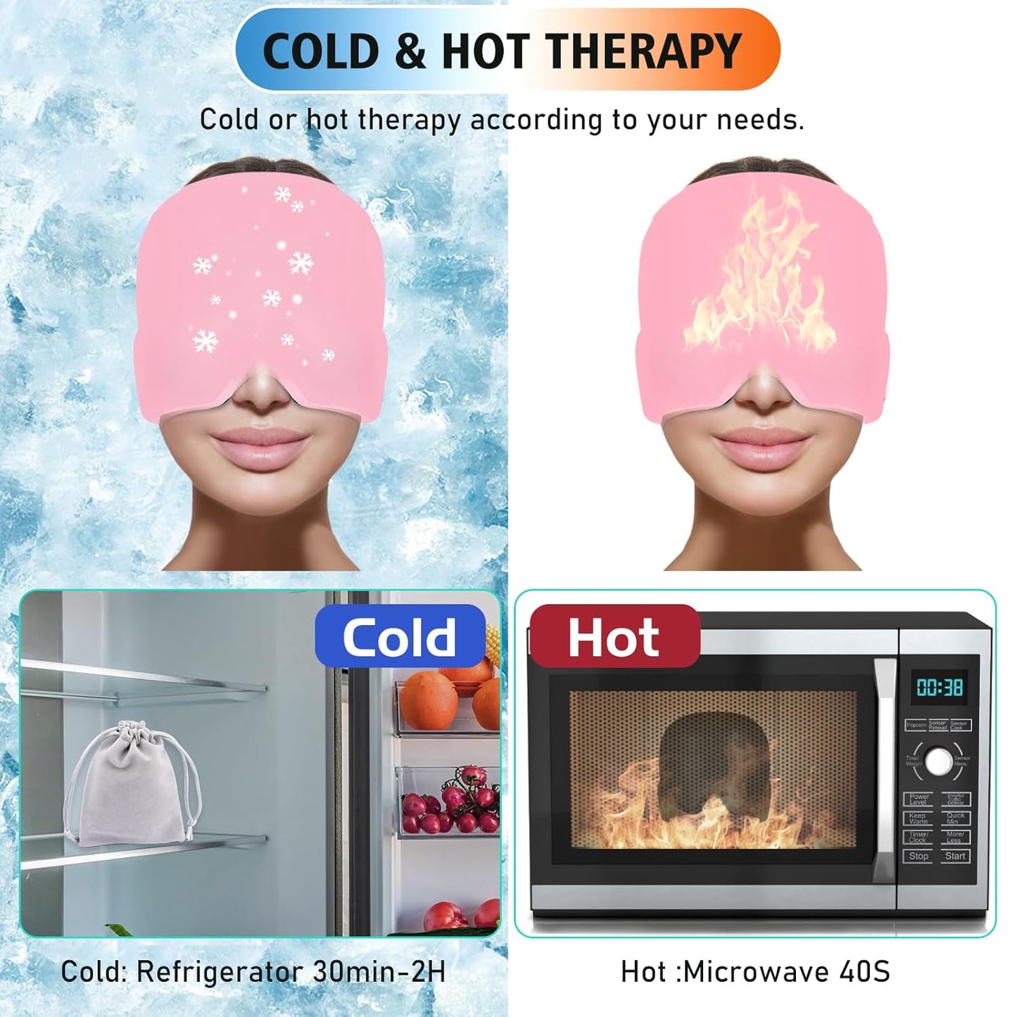 360° Migraine Relief Cap – Instant Hot & Cold Therapy