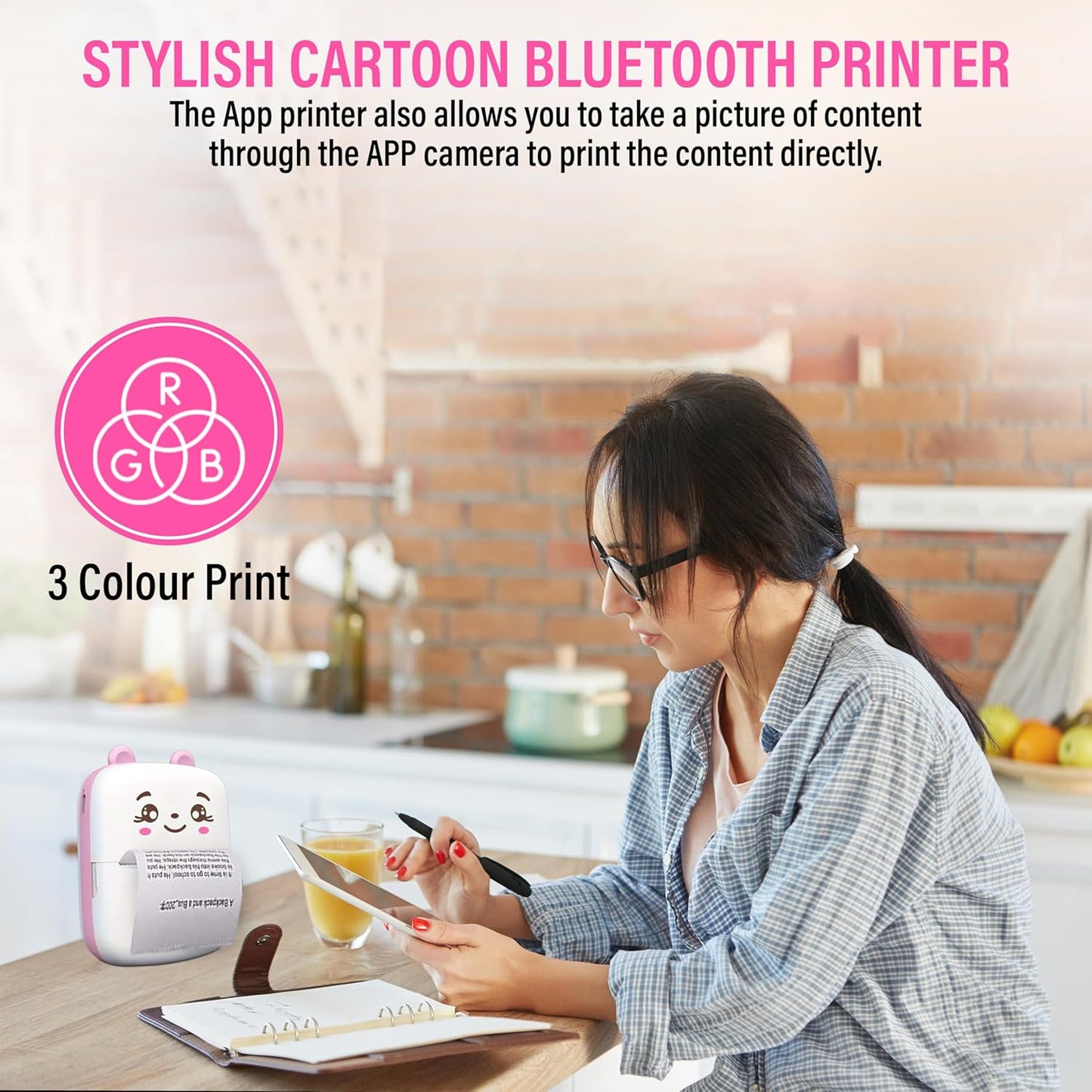 Mini Bluetooth Thermal Printer – Wireless Inkless Portable Pocket Printer for iOS & Android – Cute Design, USB Rechargeable, Ideal for Notes, Labels, Photos & Scrapbooking