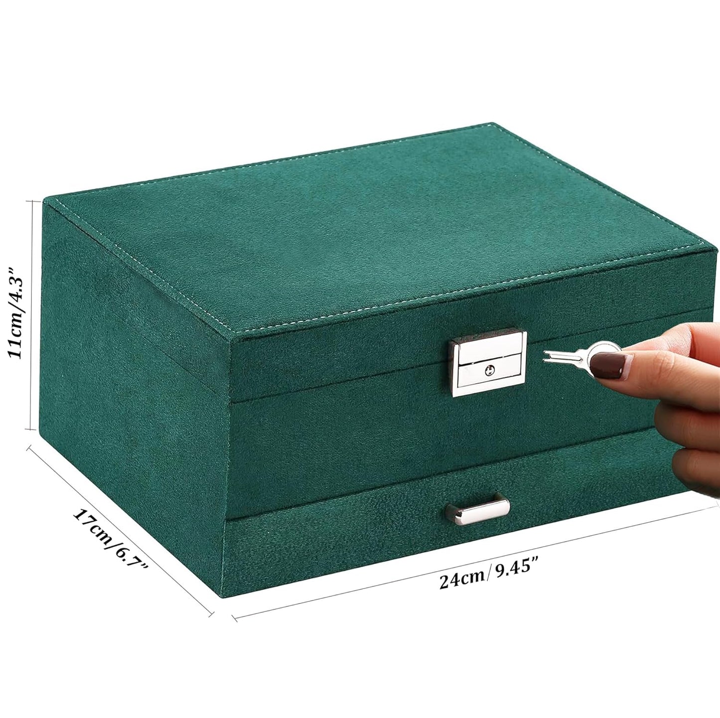 Luxury 3-Layer Velvet Jewelry Box with Lock – Elegant Organizer for Earrings, Rings, Necklaces & More