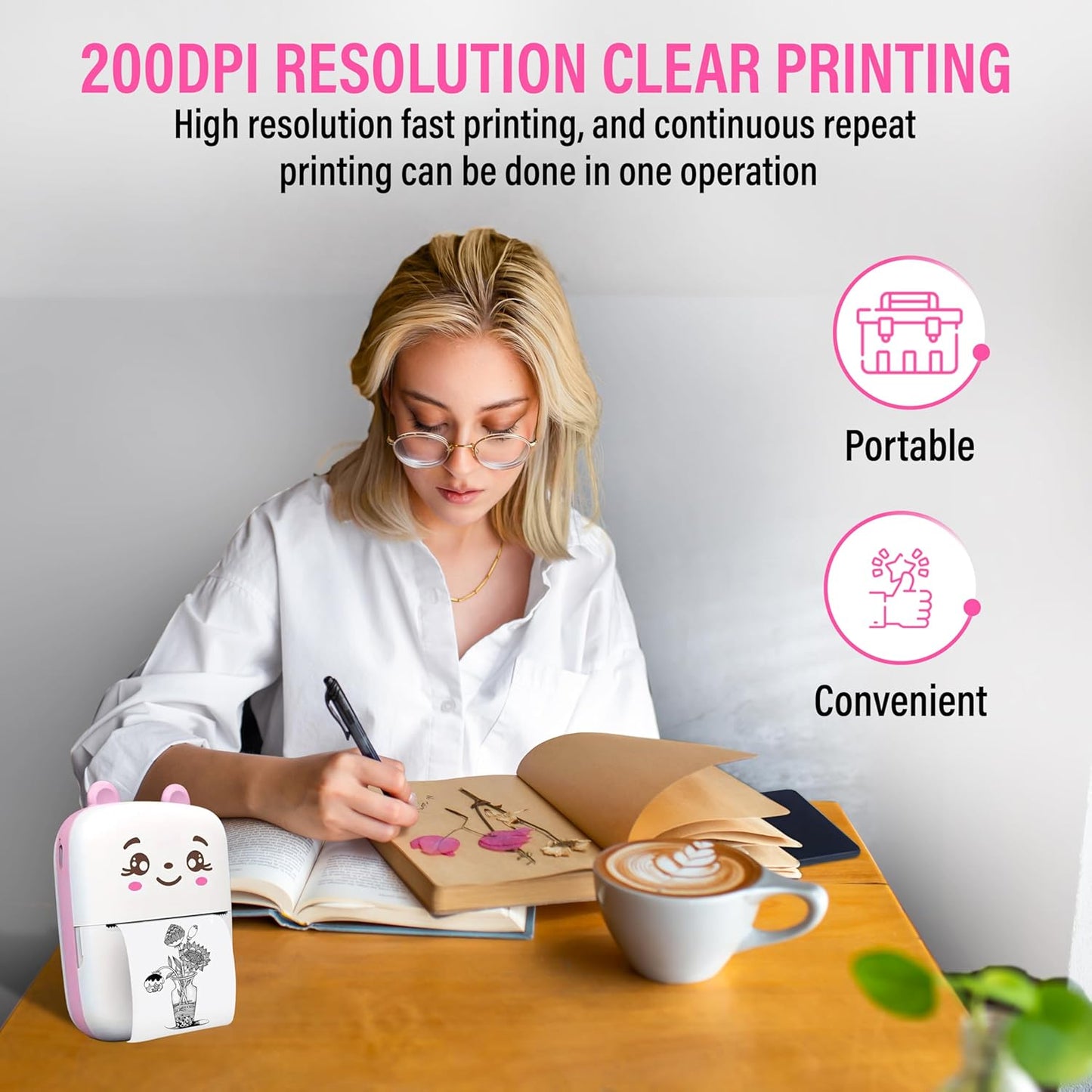 Mini Bluetooth Thermal Printer – Wireless Inkless Portable Pocket Printer for iOS & Android – Cute Design, USB Rechargeable, Ideal for Notes, Labels, Photos & Scrapbooking