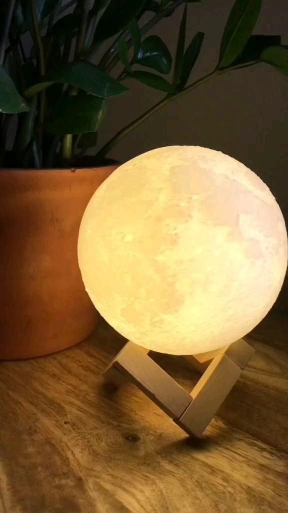 3D Moon Lamp with Touch Control & USB Rechargeable – Dual Color
