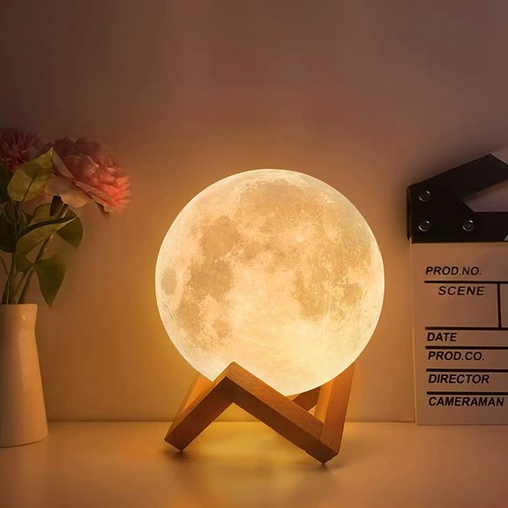 3D Moon Lamp with Touch Control & USB Rechargeable – Dual Color