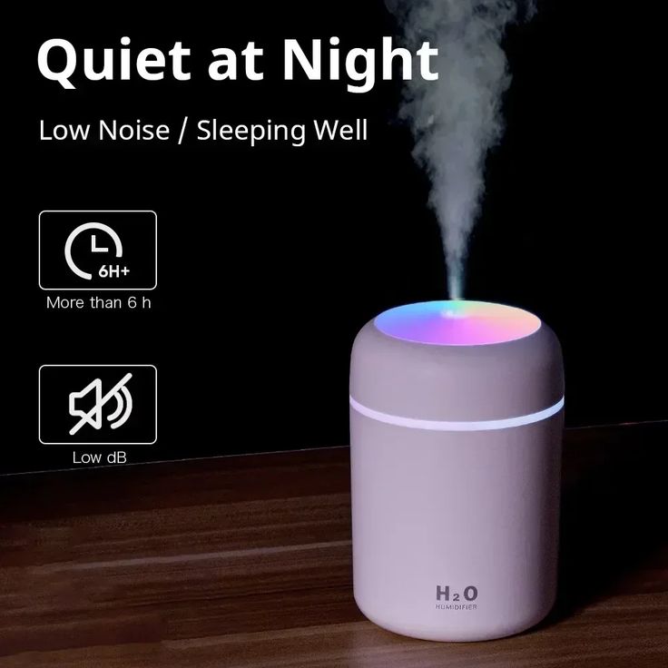 H2O Portable USB Humidifier – Ultrasonic Cool Mist with LED Light & Essential Oil Compatibility