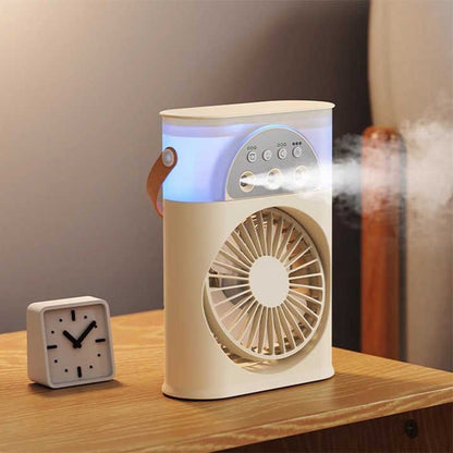 Portable Mini Air Cooler – Personal Cooling Fan with 7-Color LED Light, 3 Wind Speeds & 3 Mist Modes