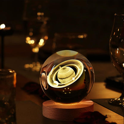 3D Saturn Crystal Ball Lamp – Mesmerizing Galaxy Light for Home & Office Décor