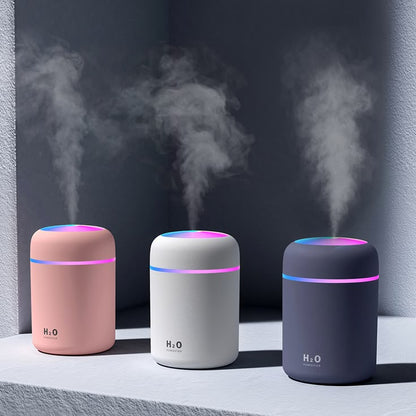 H2O Portable USB Humidifier – Ultrasonic Cool Mist with LED Light & Essential Oil Compatibility