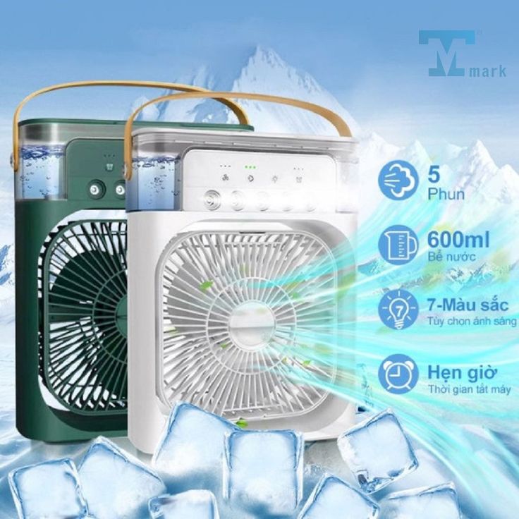 Portable Mini Air Cooler – Personal Cooling Fan with 7-Color LED Light, 3 Wind Speeds & 3 Mist Modes