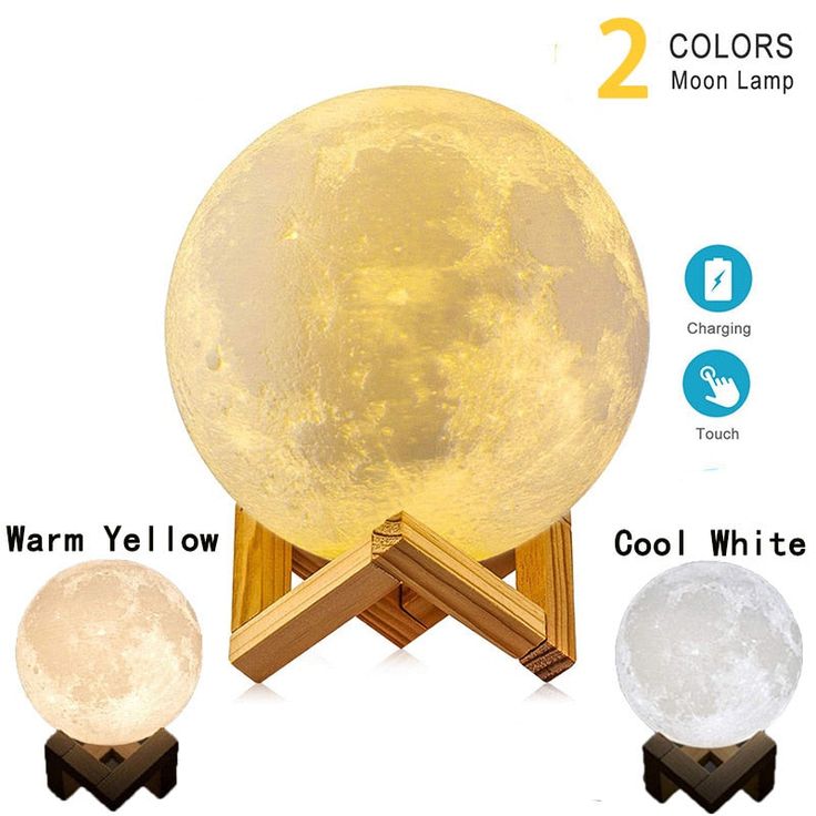 3D Moon Lamp with Touch Control & USB Rechargeable – Dual Color