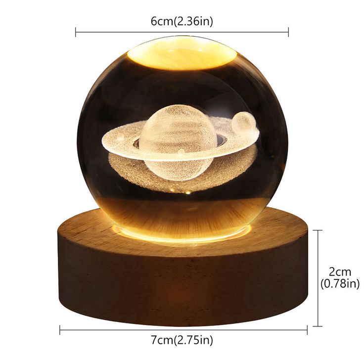 3D Saturn Crystal Ball Lamp – Mesmerizing Galaxy Light for Home & Office Décor