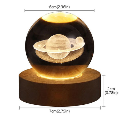 3D Saturn Crystal Ball Lamp – Mesmerizing Galaxy Light for Home & Office Décor